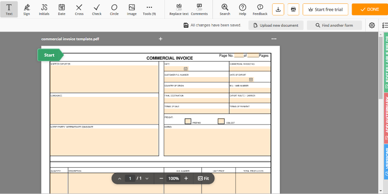 Commercial Invoice FormScreenshot 1